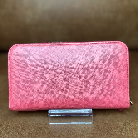 PRADA Fragola Saffiano Fiocco Zip Around Long Wallet - Picture 3 of 14